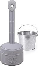 Justrite Cigarette Butt Receptacle, 1 Gallon Capacity, FM Approved, Grey | Outdoor Ashtray, Polyethylene Construction, Internal Galvanized Steel Bucket, Self-Extinguishing Design