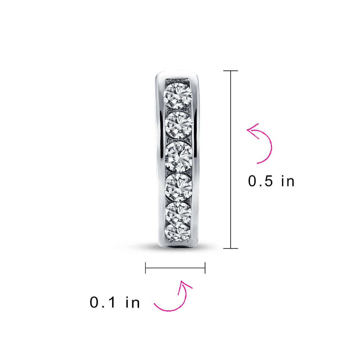 Dark Red CZ Channel Set Huggie Mini Hoop Earrings .925 Sterling Silver by Bling Jewelry – One Size, Gemstone, Dark Red, Model SLS-80E2831-GR
