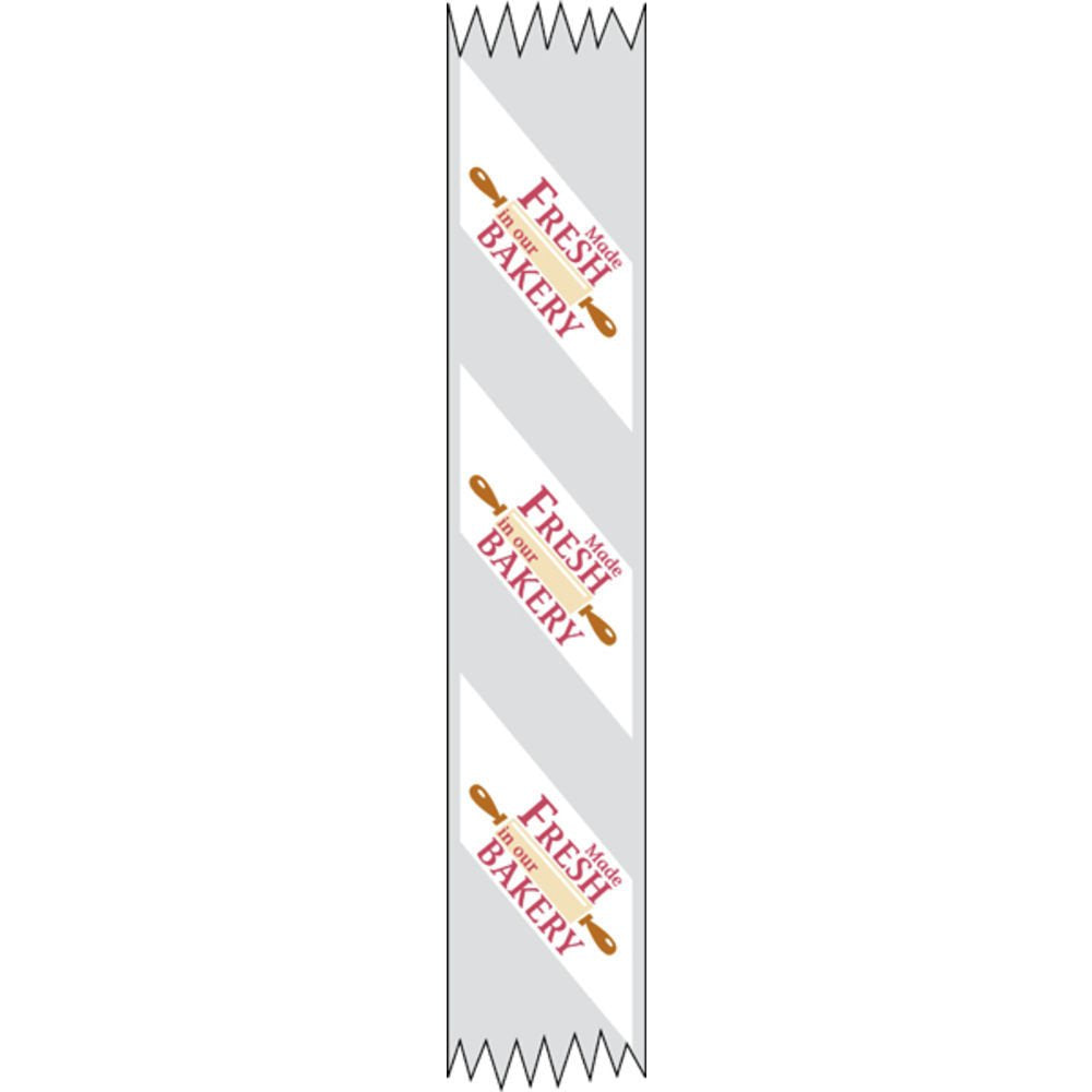 Tamper Evident Packaging Tape for Food Containers Transparent Clear Imprinted "Made Fresh in Our Bakery" - 1"W x 500 ft by HUBERT – Large, Plastic, Clear, Model 150XCPMADEIN