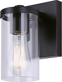 Canarm Britton 1-Light Black Vanity Bath Light Fixture, Clear Glass - 1 Each