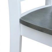 Solid Wood Dining Chair Set of Two with Hardwood Frame by Furnifact – Wood, White and Heather Gray, Pack of 2