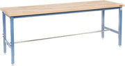 Global Industrial Adjustable Height Workbench, Square Tube Leg, 96"W x 30"D | 1-3/4" Thick Maple Top Square Edge, 5000 Lbs Capacity, Blue, Assembly Required