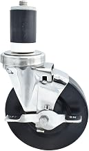 BK Resources 5" Hard Rubber 1-1/2" Expanding Stainless Steel Stem Swivel Caster for Work Tables with Top Lock Brake, NSF, 300lb Capacity Per Wheel