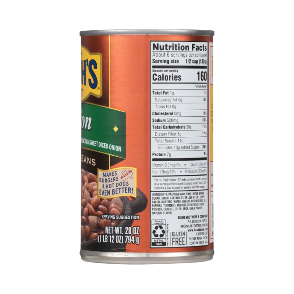 Onion Baked Beans by Bush's Best – 28 Ounce (Pack of 6), Pack of 6