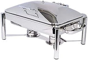 3935PL Crown Collection 8 Quart Induction Chafing Dish, Oblong, Hinged Solid Lid, Pillared Style Stand
