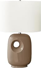 Monarch Specialties I 9676 Lighting, 26" H, Table Lamp, Brown Ceramic, Ivory/Cream Shade, Contemporary, Modern
