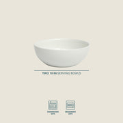 Gibson Home Porcelain Serving Bowls, 100 oz 10 Inch, White Set of 2