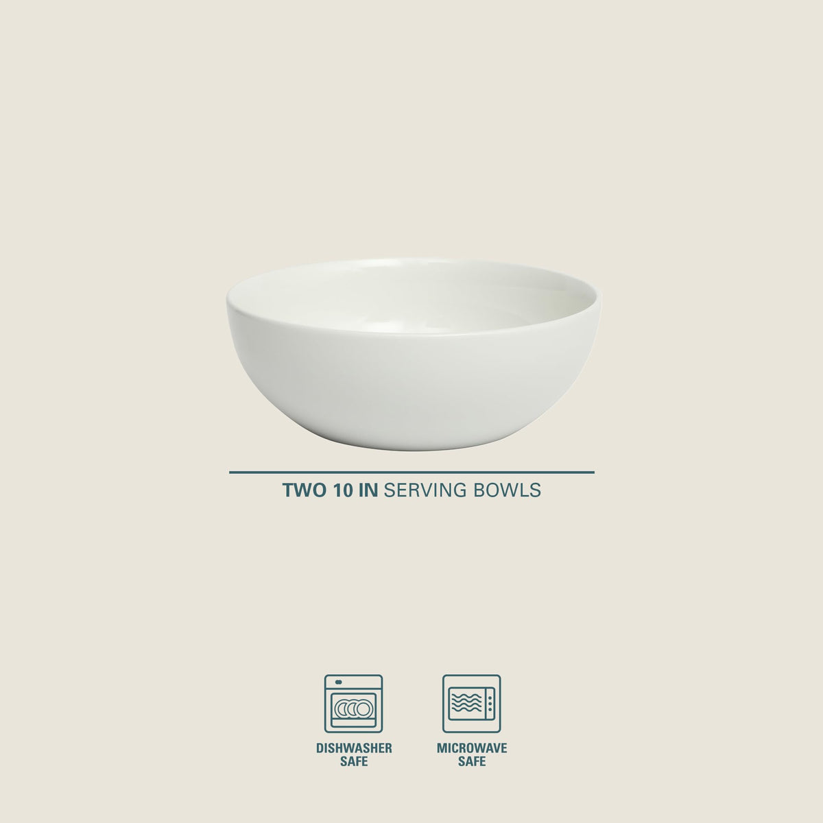 Gibson Home Porcelain Serving Bowls, 100 oz 10 Inch, White Set of 2
