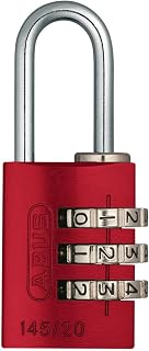Combination lock 145/20 red - suitcase lock, locker lock, etc. - aluminum padlock - individually adjustable number code - ABUS -Safety level 3
