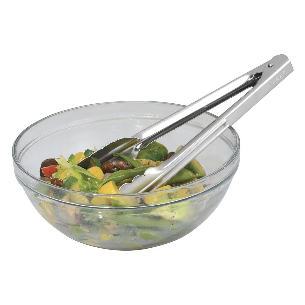 Stainless Steel Scalloped Hinged Tong - 9 1/2"L by HUBERT – medium, Stainless Steel, Silver, Model UT09H
