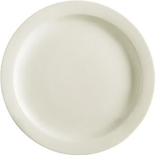 CAC China NRC-16 Narrow Rim 10-1/2" Diameter x 1" High American White Stoneware Plate - 1 Each