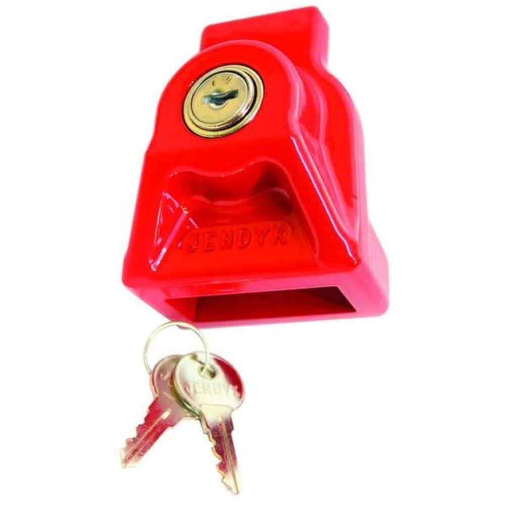 Red Aluminum Glad Hand Lock (Keyed Differently) by JENDYK – 2.88"L x 2"W x 3"H, Cast Aluminum, Red, Model GHAL-KD