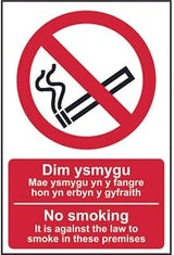 NOSMOKING ITIS AGAINSTLAWTO SMOKE PREMISES ENG/WELSH Site Safety Metal Sign 8x12 Inch Notice Danger Warning Caution for Outdoor & Indoor