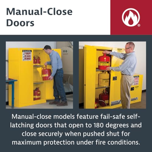 Justrite Manual-close / 12 Gallon / Yellow Cabinets