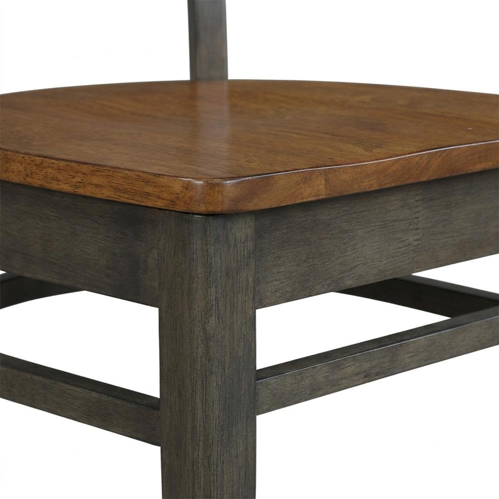 Solid Hardwood Side Chairs Set of by Furnifact – Wood, Hickory and Washed Coal, Pack of 2