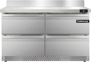 SWF48-BS-FB-D Two Section Work Top Freezer 48" W, With Back Splash, Front Breathing & Drawers