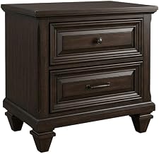 Furnifact Brown Solid Wood 2-Drawer Nightstand, Durable Construction, Smooth Glide Drawers, Classic Walnut Finish, Functional Bedroom Storage