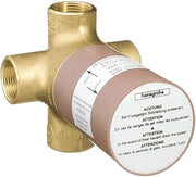 hansgrohe 15930181 Quattro 3-Way Diverter Valve,Brass, 0.75