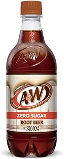 A&W Root Beer Zero Sugar Soda 20oz Bottles, Quantity 24