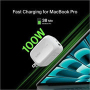 100W GaN 3-Port USB Wall Charger - 1xUSB-A by Belkin – 1.7" x 1.7", White, Model WCH016dqWH