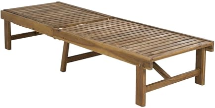 Brown Inglewood Chaise Lounge Chair, Acacia Wood Frame, Ca Foam Filling, Oil Finish, Steel Hardware, Polyester Upholstery, 300 Lbs Capacity