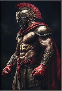 Spartan Warrior Red Plume Helmet Battle (Framed,08x12 inch)