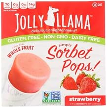 Jolly Llama Strawberry Sorbet Pops - 4 count per pack -- 6 packs per case.