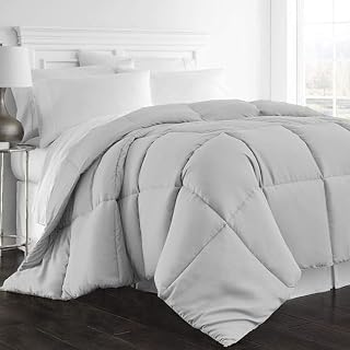 100% Cotton Box Stitched Comforter with 500 GSM Fill Quilted - Silver King Cozy Warmth Duvet Insert 5Pcs - 1 Comforter & 4 Pillowshams