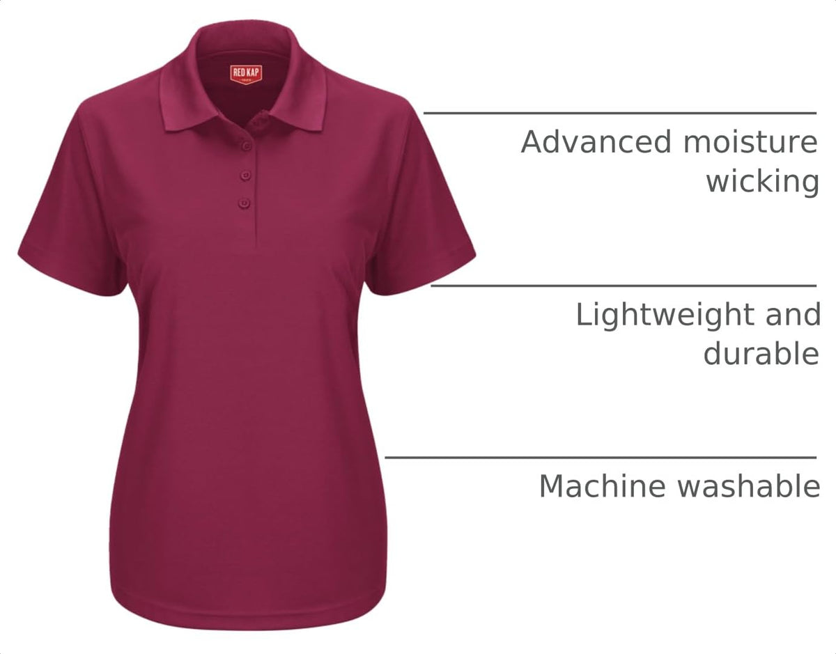 Red Kap X-Large / Burgundy / Short Sleeve Performance Knit Pocketless Core Polo Polos