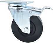 BK Resources 4" Hard Rubber Swivel Caster, 2-3/8"x3-5/8" Top Plate Mount for Work Table, NSF, Total Lock Brake, 300 Lb. Capacity, Double Ball Bearing