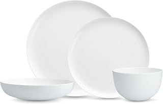 Eater x Zwiesel Fortessa Forma Fine China, 16 Piece Dinnerware Set (Service for 4), White