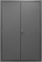 Durham 3502-138-3S-5295 Lockable Cabinet with 138 Yellow Hook-On Bins, 3 Adjustable Shelves, Flush Door Style, 48" Wide, 14 Gauge, Gray
