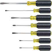 KLEIN TOOLS 85076 Screwdriver Set, Made in USA, Slotted and Phillips Screwdrivers with Non-Slip Cushion-Grip Handles and Tip-Ident, 7-Piece