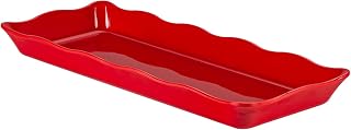 CAC Melamine Platter Rect. Scallop Edge Red 14"x5-3/4", Box of 12