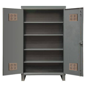 Extra Heavy Duty Welded 12 Gauge Steel Outdoor Shelf Cabinet by Durham – Alloy Steel, Grey, Model HDCO244878-4S95