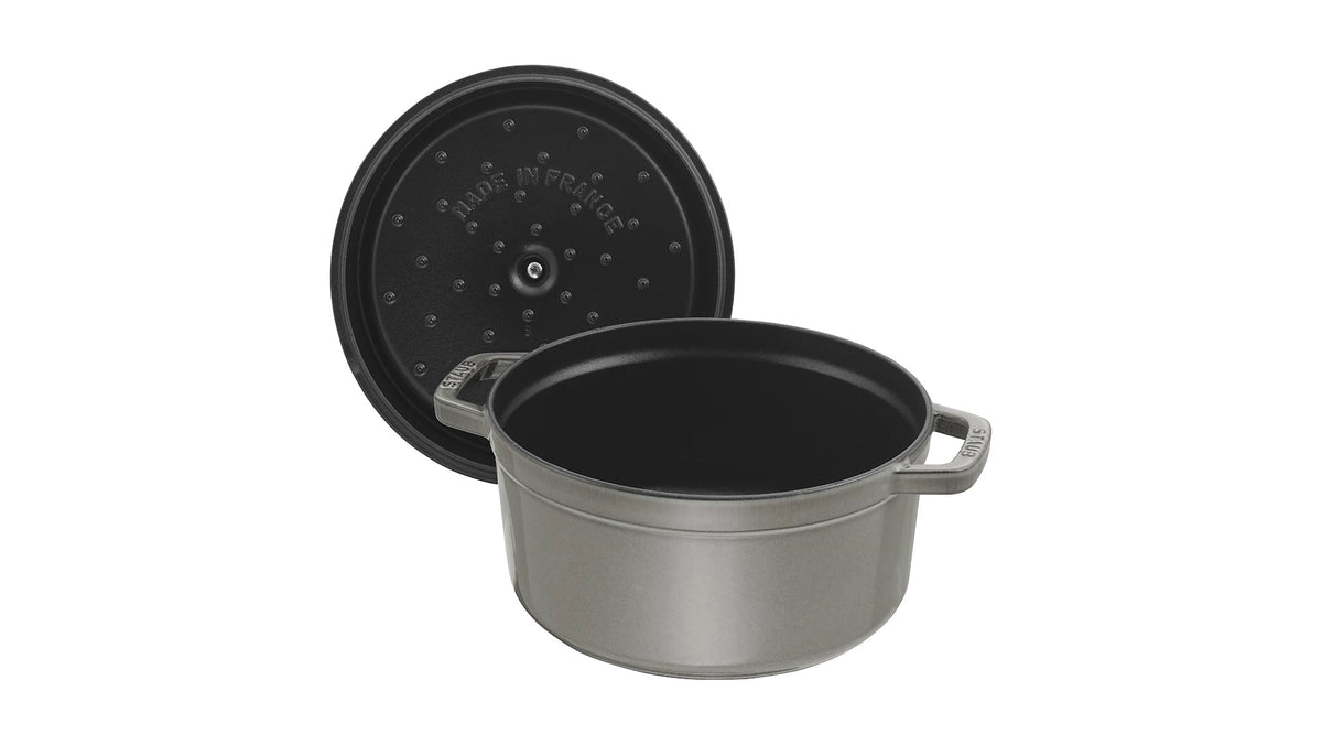 Round Cocotte - 13.25Qt - Graphite Grey by STAUB – 34cm, 12.6 liters, Cast Iron, Grey, Model 1004317