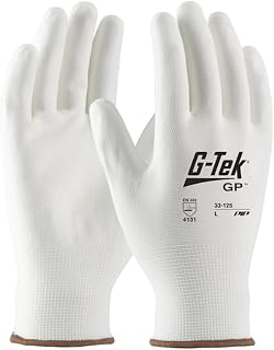 33-125/L G-Tek NP Sea mLess Knit Nylon Glove with Smooth Grip, L Size, Polyurethane, White (Pack of 12),Large