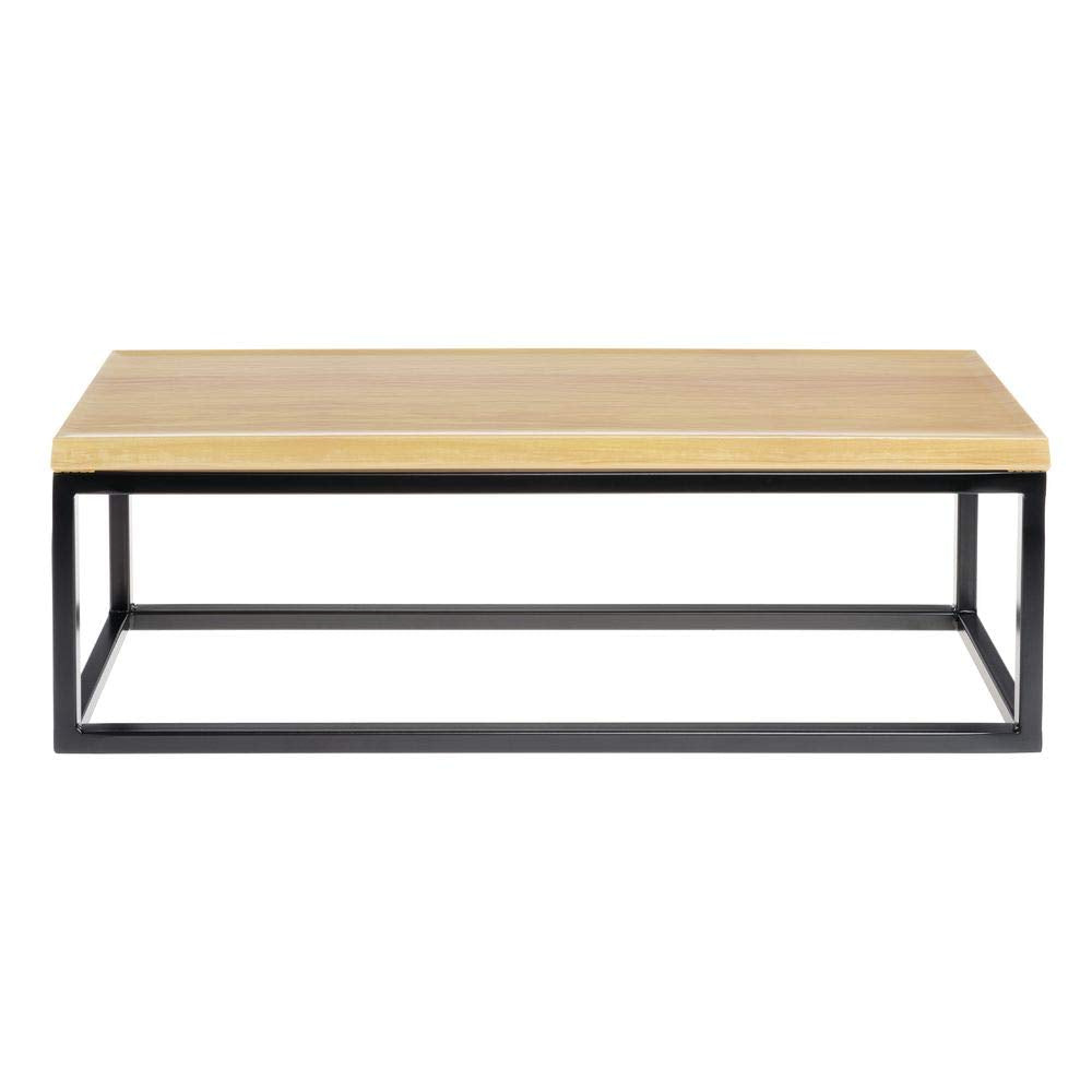 Black Display Riser with Butcher Block Top - 7" H by HUBERT – Black, Model 64410+40377