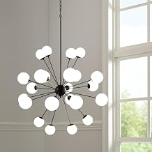 HomeRoots 611365 Black 11 Light Frosted Metal & Glass Dimmable Chandelier with White Shades