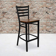Flash Furniture Cherry Wood Seat/Black Metal Frame / Set of 2 / Traditional( 2 Pack) Barstools