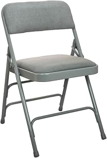 Flash Furniture Advantage Padded Folding Chair 1 Seat, Grey Fabric/Grey Metal