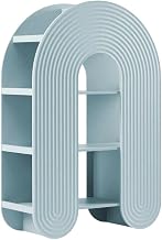 Furnifact Light Blue 58" Arched Bookshelf, Modern Bookcase with Spacious Shelves, Stylish Interior Storage Solution, Durable Nylon Panel, Elegant Design
