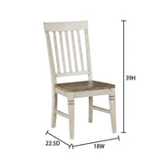 Beacon Smokey White & Peppercorn Slatback Side Chair with Wood Seating by Starlight Canyon Home – Asian Hardwood, Beige, Pack of 2