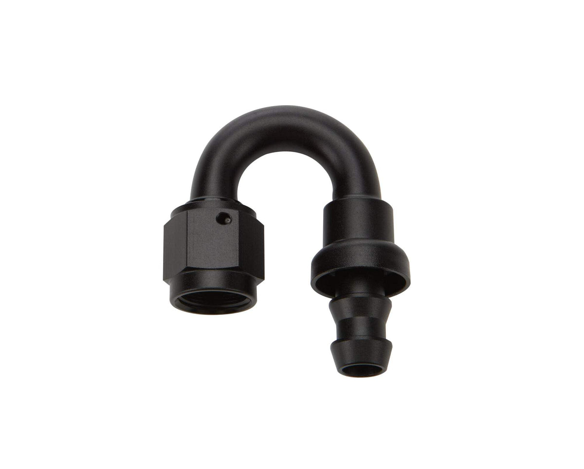 Pushlock Hose End Black 180 Deg Elbow by Allstar Performance – 6, Aluminum, Black, Model ALL49482