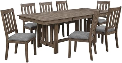 Starlight Canyon Home Solid Wood Dining Table Set 9-Piece with Leaf, Kitchen Table with Chairs for Dining Room Set, Brown