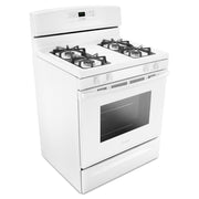 White Freestanding Gas Range with 5.1 Cu. Ft. & Bake Assist Temps by AMANA – 5.1 cubic_feet, Steel (porcelain‑coated)., Model AGR6303MMW
