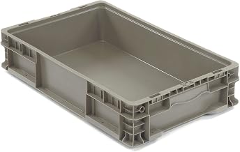 Global Industrial Stackable Solid Straight Wall Container, 24" Lx15 Wx5 H, Gray