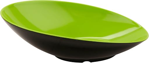 G.E.T. Angled Oval Cascading Serving Bowl for Salads by GET – 1 Quart, Plastic, Green, Model B-797-G/BK