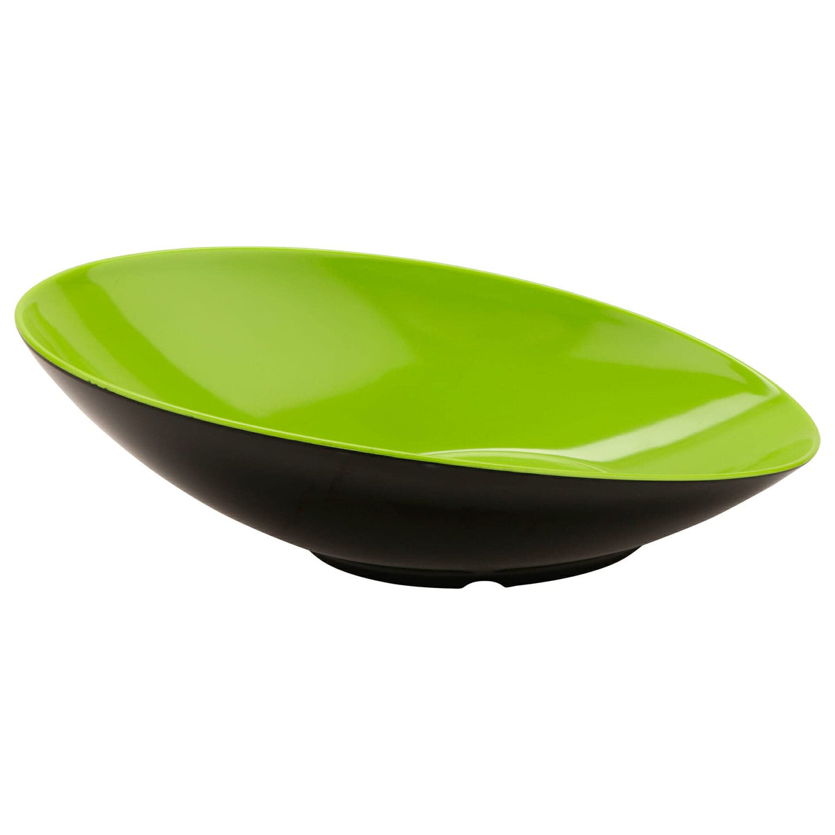 G.E.T. Angled Oval Cascading Serving Bowl for Salads by GET – 1 Quart, Plastic, Green, Model B-797-G/BK