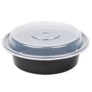 Versatainer Round Microwaveable Container by Newspring – 6 inches diameter, 16.0 ounces, Plastic, Black Base, Clear Lid, Pack of 150